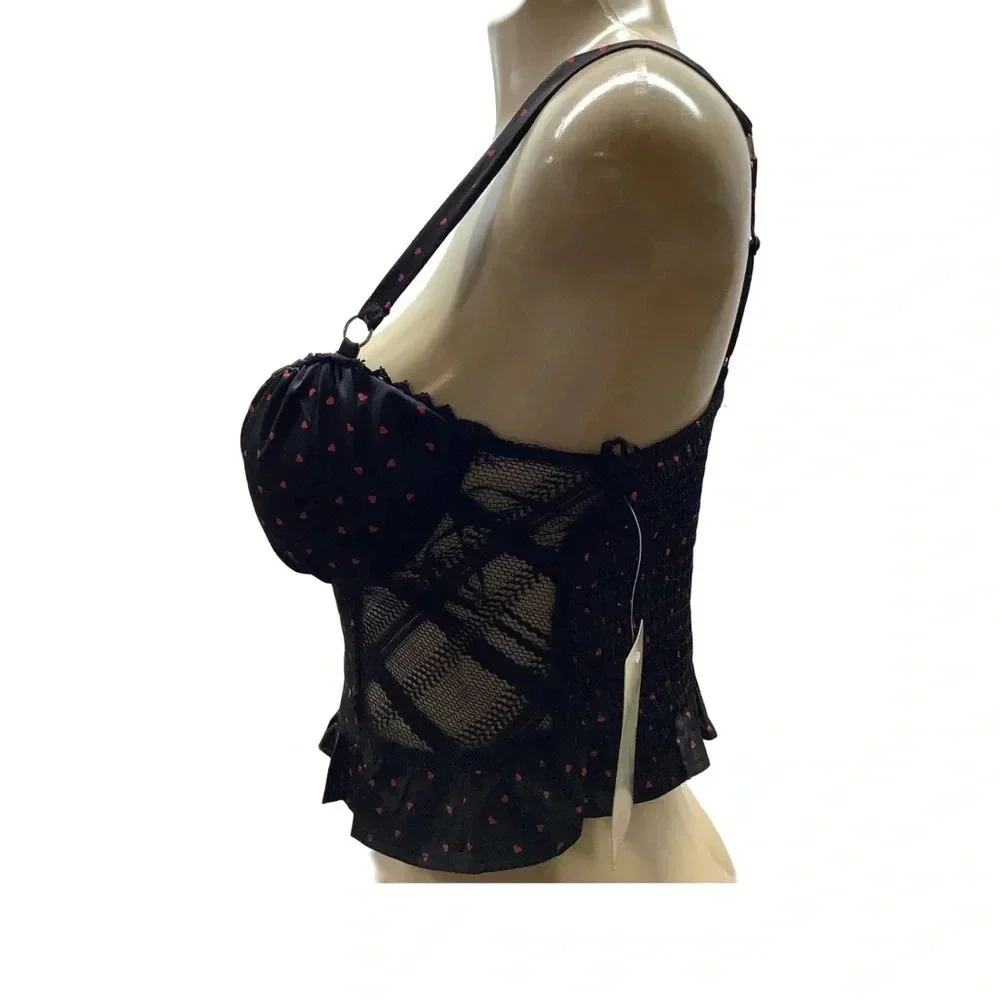 Lily White Size Large Red & Black Padded Cups. Strap Crop Top. New With Tags.